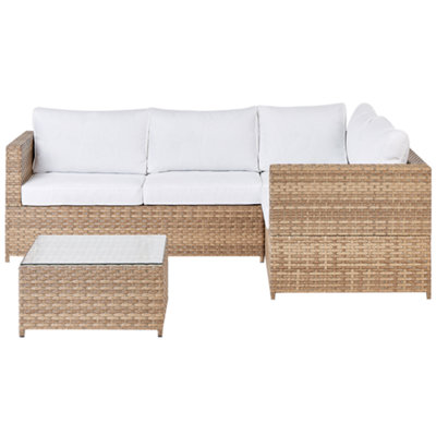 Lounge Set AVOLA PE Rattan Off-White Left Hand 4 Seater