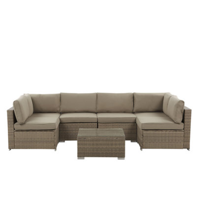 Lounge Set BELVEDERE PE Rattan Brown 6 Seater