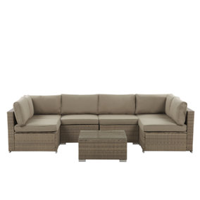 Lounge Set BELVEDERE PE Rattan Brown 6 Seater