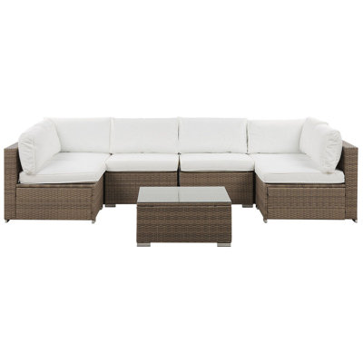 Lounge Set BELVEDERE PE Rattan White 6 Seater