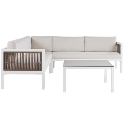 Lounge Set BORELLO Aluminium Beige Left Hand 4 Seater