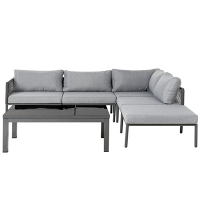 Lounge Set FORANO Aluminium Grey Reversible 6 Seater