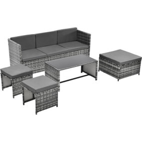 Lounge set, garden furniture set, ratten sofa, seating group, patio furniture, grey