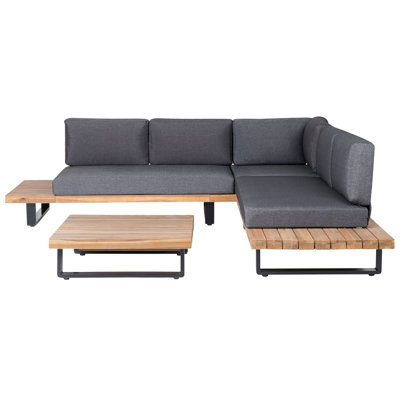 Lounge Set MYKONOS FSC Certified Acacia Wood Dark Grey Reversible 5 Seater