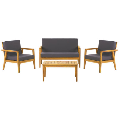 Lounge Set PALLANO Acacia Wood Dark Grey 4 Seater