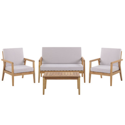 Lounge Set PALLANO Acacia Wood Taupe 4 Seater