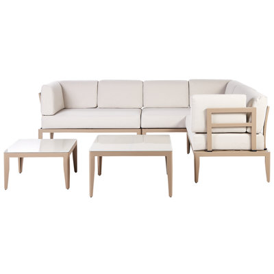 Lounge Set RIMA III Aluminium Light Beige Left Hand 6 Seater