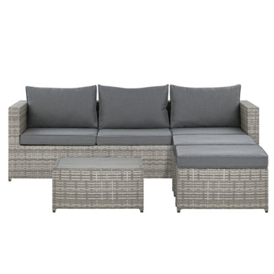 Lounge Set SABBIA PE Rattan Light Grey Right Hand 5 Seater