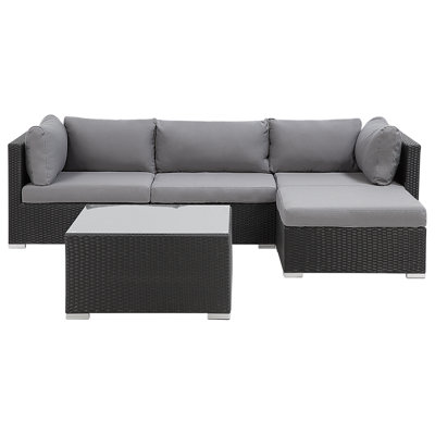 Lounge Set SANO PE Rattan Black Left Hand 4 Seater