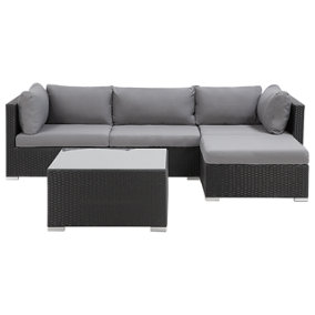 Lounge Set SANO PE Rattan Black Left Hand 4 Seater