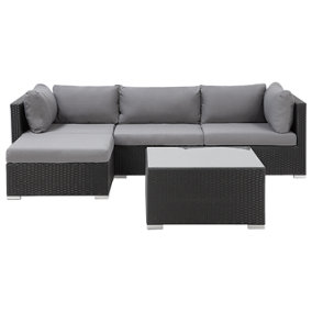 Lounge Set SANO PE Rattan Black Right Hand 4 Seater