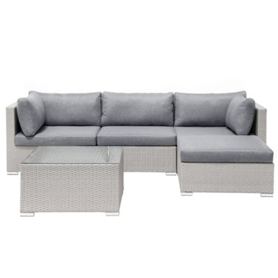 Lounge Set SANO PE Rattan Light Grey Left Hand 4 Seater