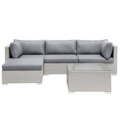 Lounge Set SANO PE Rattan Light Grey Right Hand 4 Seater