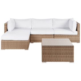 Lounge Set SANO PE Rattan Natural Right Hand 4 Seater