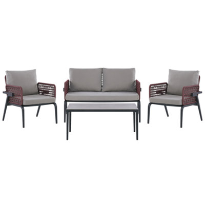 Lounge Set SCIACCA Aluminium Grey 4 Seater