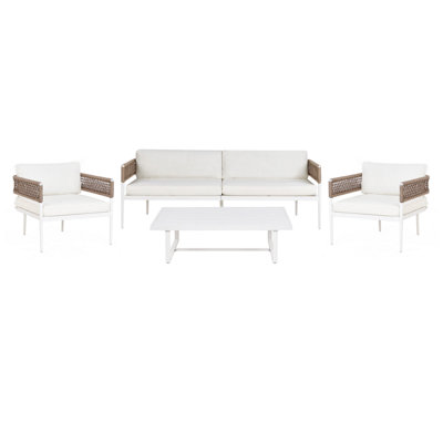 Lounge Set SERLA Aluminium White Symmetrical 4 Seater