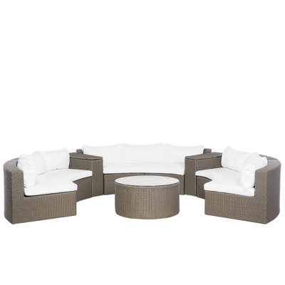 Lounge Set SEVERO PE Rattan Dark Brown 9 Seater