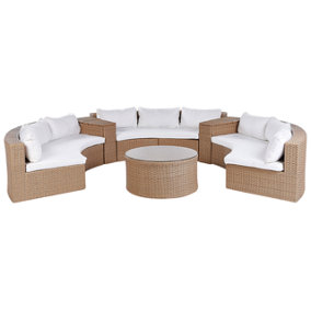 Lounge Set SEVERO PE Rattan Sand Beige 9 Seater