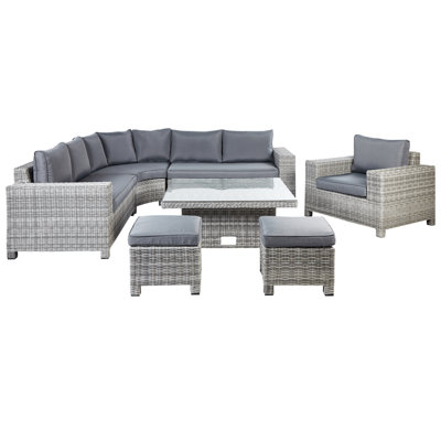 Lounge Set TEGLIO PE Rattan Grey Symmetrical 9 Seater