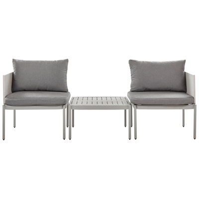 Lounge Set TERRACINA Aluminium Light Grey Reversible 2 Seater