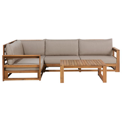 Lounge Set TIMOR Acacia Wood Light Wood Right Hand 4 Seater