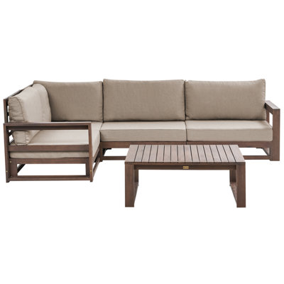 Lounge Set TIMOR FSC Certified Acacia Wood Dark Wood Right Hand 4 Seater