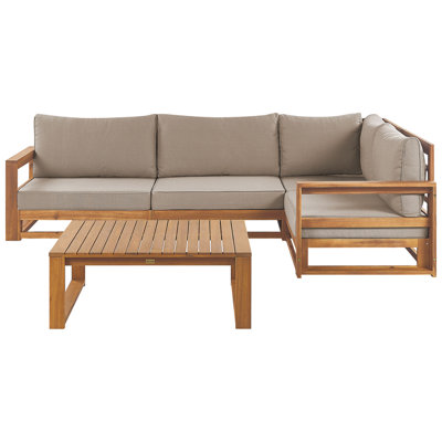 Lounge Set TIMOR FSC Certified Acacia Wood Light Wood Left Hand 4 Seater