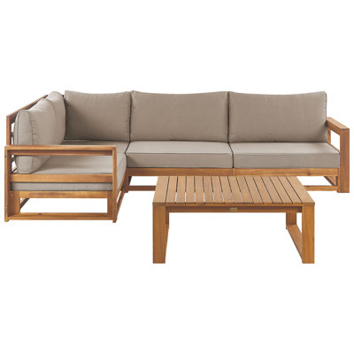 Lounge Set TIMOR FSC Certified Acacia Wood Light Wood Right Hand 4 Seater