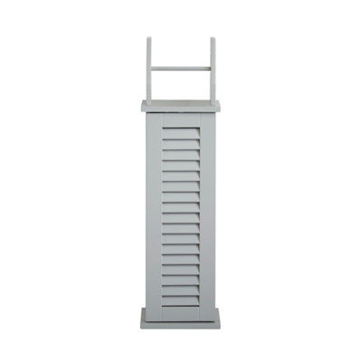 Louvre Style Bathroom Toilet Roll Holder & Store in Grey - 3