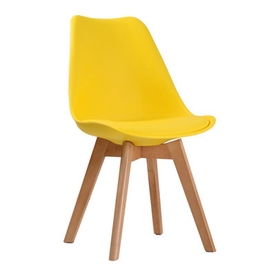 Louvre Yellow Chairs Scandi-Style Comfort with Elegant Design(Pack of 2)