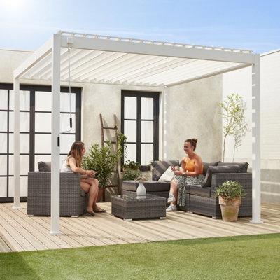 Louvred aluminum pergola with adjustable roof slats 3x3m Triomphe ...
