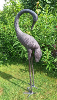 Love Crane Garden Ornament Aluminium with Bronze Finish 1m tall