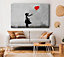 Love Heart Balloon Grey Canvas Print Wall Art - Medium 20 x 32 Inches