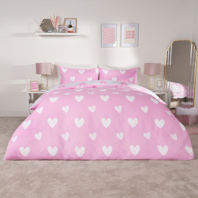 Love Heart Decorative Printed Duvet Cover Set with Pillowcase
