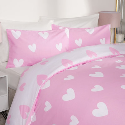 Love Heart Decorative Printed Duvet Cover Set with Pillowcase
