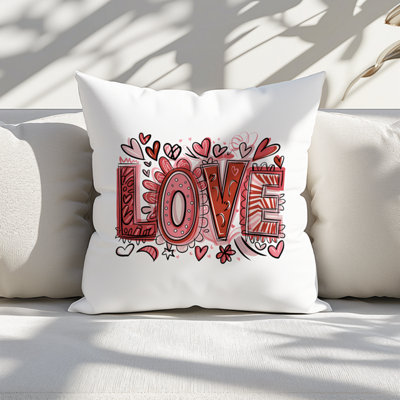 Love Printed Faux Suede Cushion 45cm x 45cm
