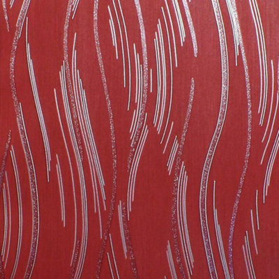 Love Your Walls Shimmer Wave Wallpaper Red J74610