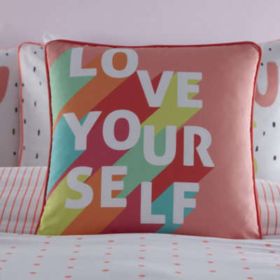 Love Yourself Filled Kids Vibrant Bedroom Cushion 100% Cotton