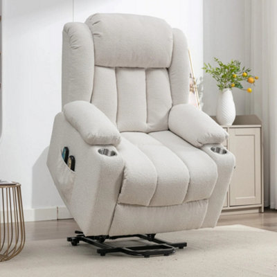 Lovell Electric Lift Assist Riser Recliner with Massage and Heat - Cream