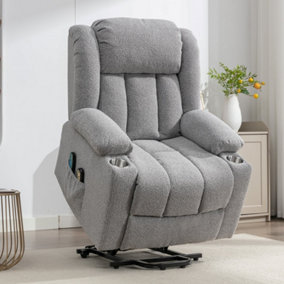 Lovell Electric Lift Assist Riser Recliner with Massage and Heat - Grey