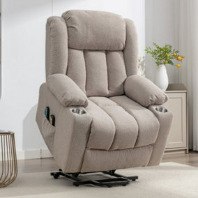 Lovell Electric Lift Assist Riser Recliner with Massage and Heat - Light Brown