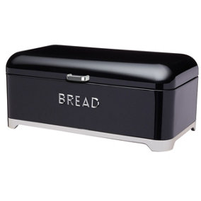 Lovello Black Bread Bin, Steel Curved design