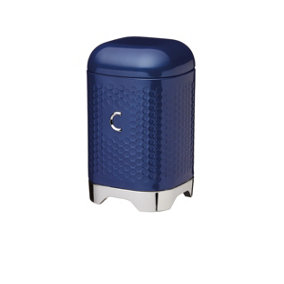 Lovello Retro Coffee Canister with Geometric Textured Finish - Midnight Navy