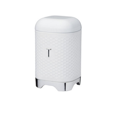 Lovello Retro Tea Canister with Geometric Textured Finish - Ice White