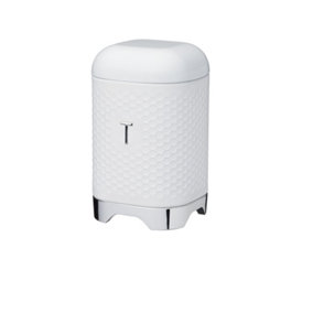 Lovello Retro Tea Canister with Geometric Textured Finish - Ice White