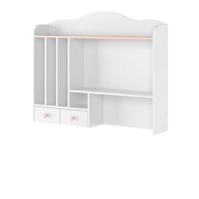 Lovely and Practical Luna Desk Hutch in White Matt and Pink (H)850mm (W)1070mm (D)200mm - Ideal for Storing Cosmetic Products