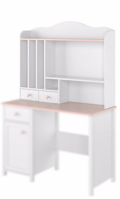 Lovely and Practical Luna Desk Hutch in White Matt and Pink (H)850mm (W)1070mm (D)200mm - Ideal for Storing Cosmetic Products