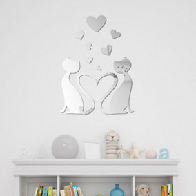 Lovely Cat 3D Crystal Mirror Stickers Nursery Home Decoration Gift Ideas 11 pieces