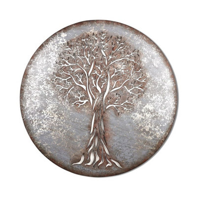 Lovely Rustic silvery metal tree of life wall art screen plaque garden ...