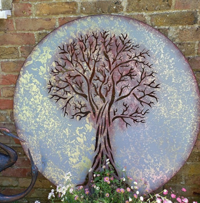 Lovely Rustic silvery metal tree of life wall art screen plaque garden ...